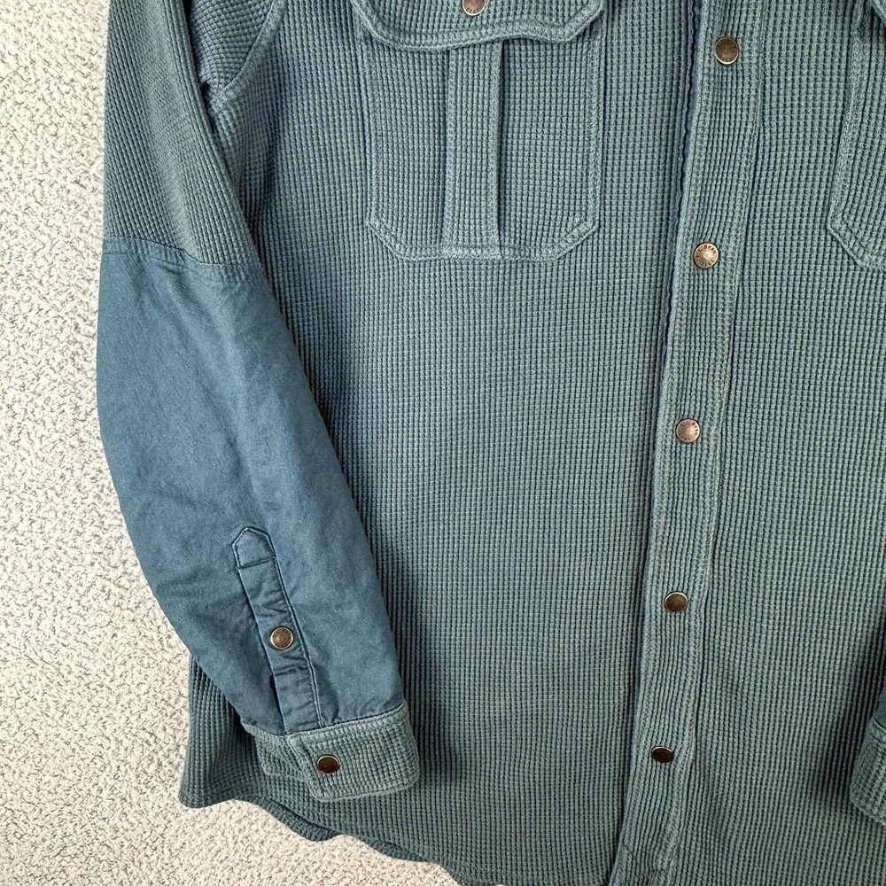LL Bean Shirt Jacket Mens XL Tall‎ Blue Waffle Knit Snap Front Thermal 518840